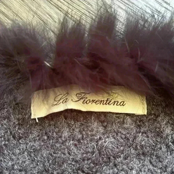 La Fiorentina | Grey soft long vest/ scarf with rabbit  fur trim - Picture 7 of 10